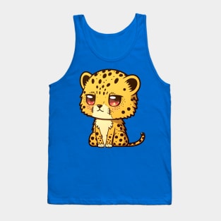 Big-headed Tiny Puppy Cheetah Tank Top